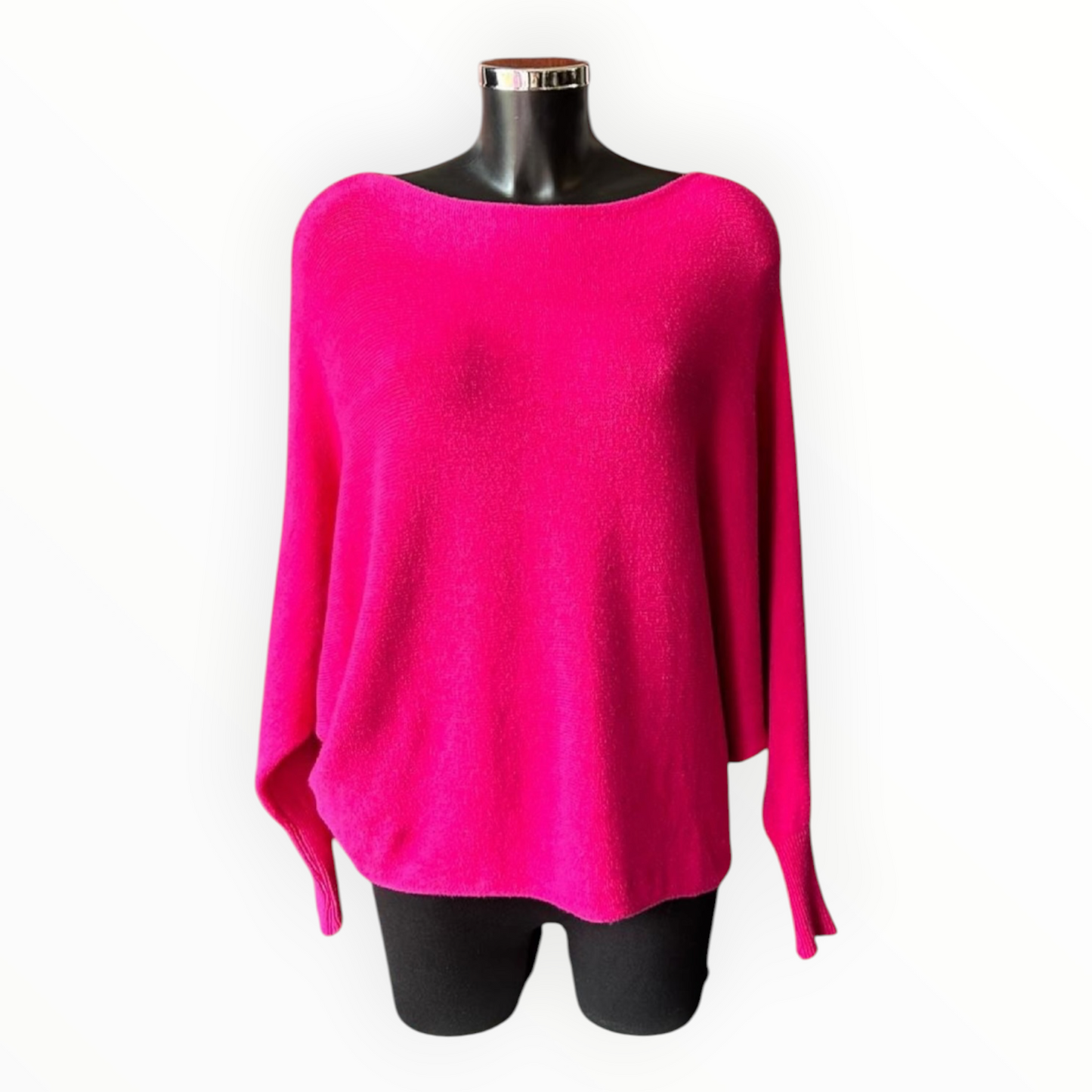 Cassie pearl back batwing jumper - Fuschia
