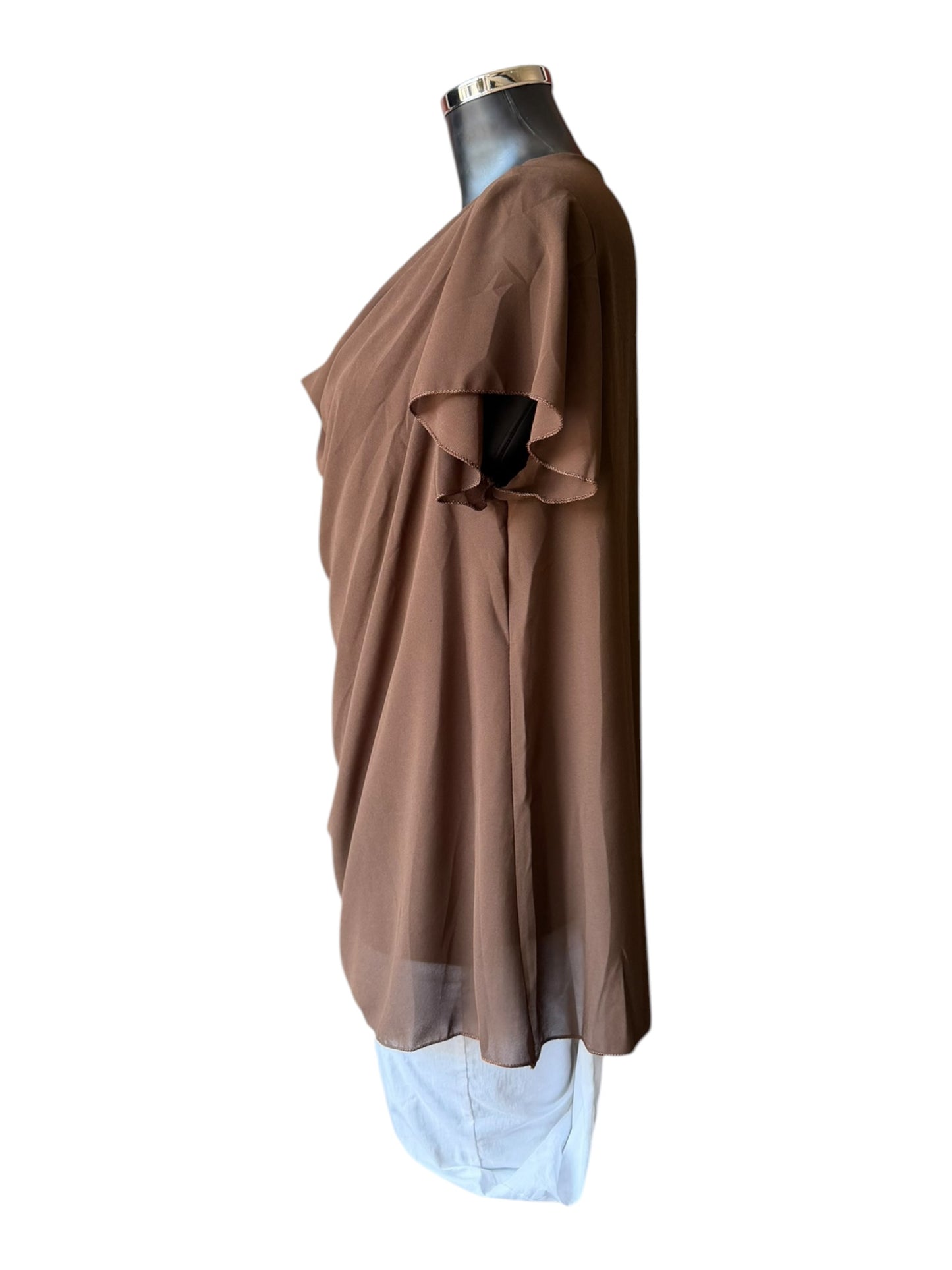 Sienna chiffon cowl neck top - chocolate