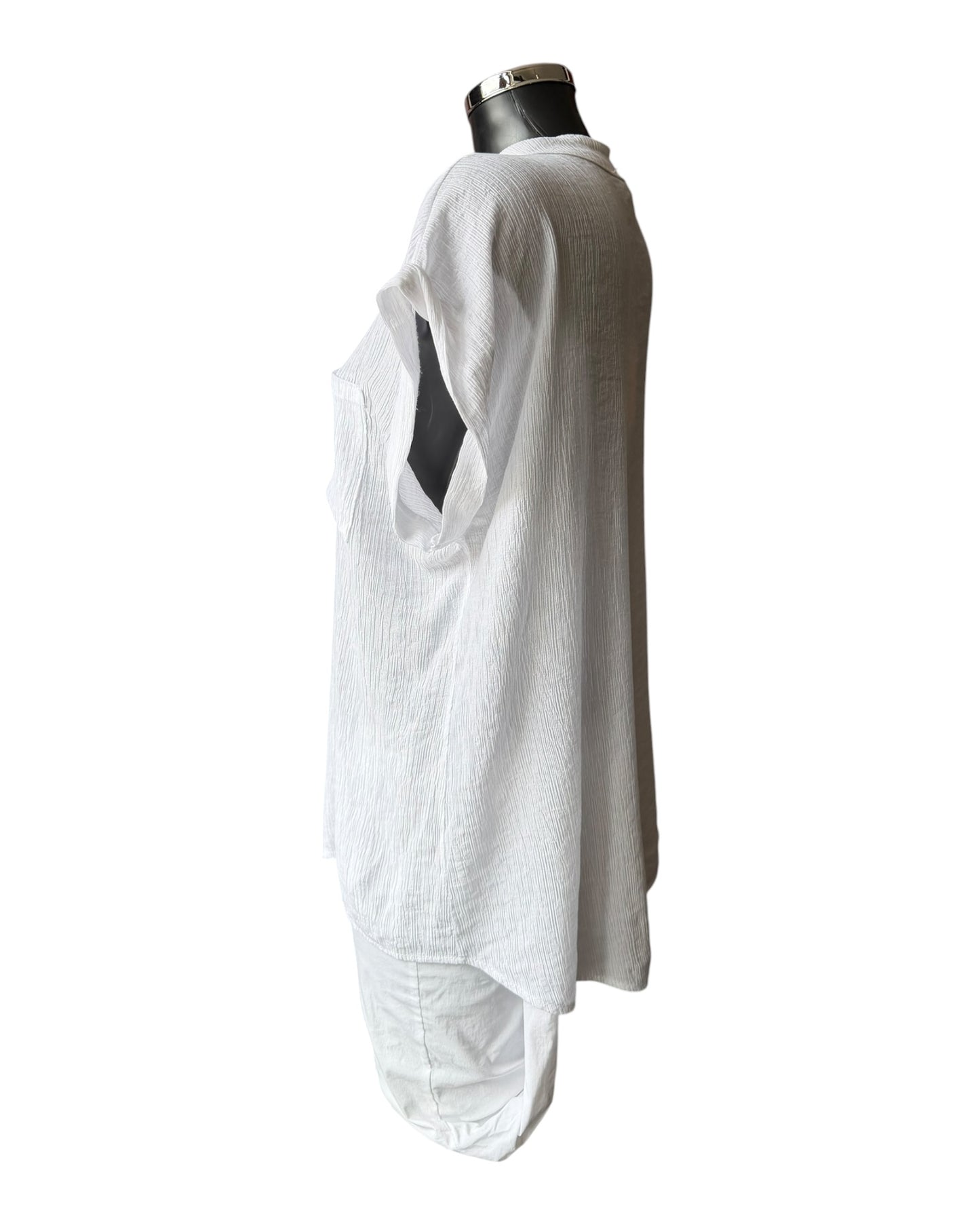 Milly range grandad neck shirt - White