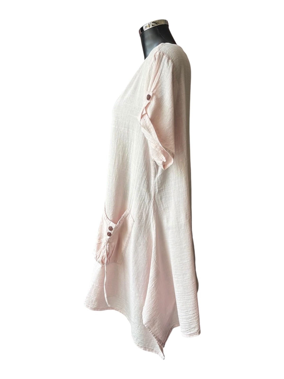 Tanya 3 button cotton tunic top - Pink