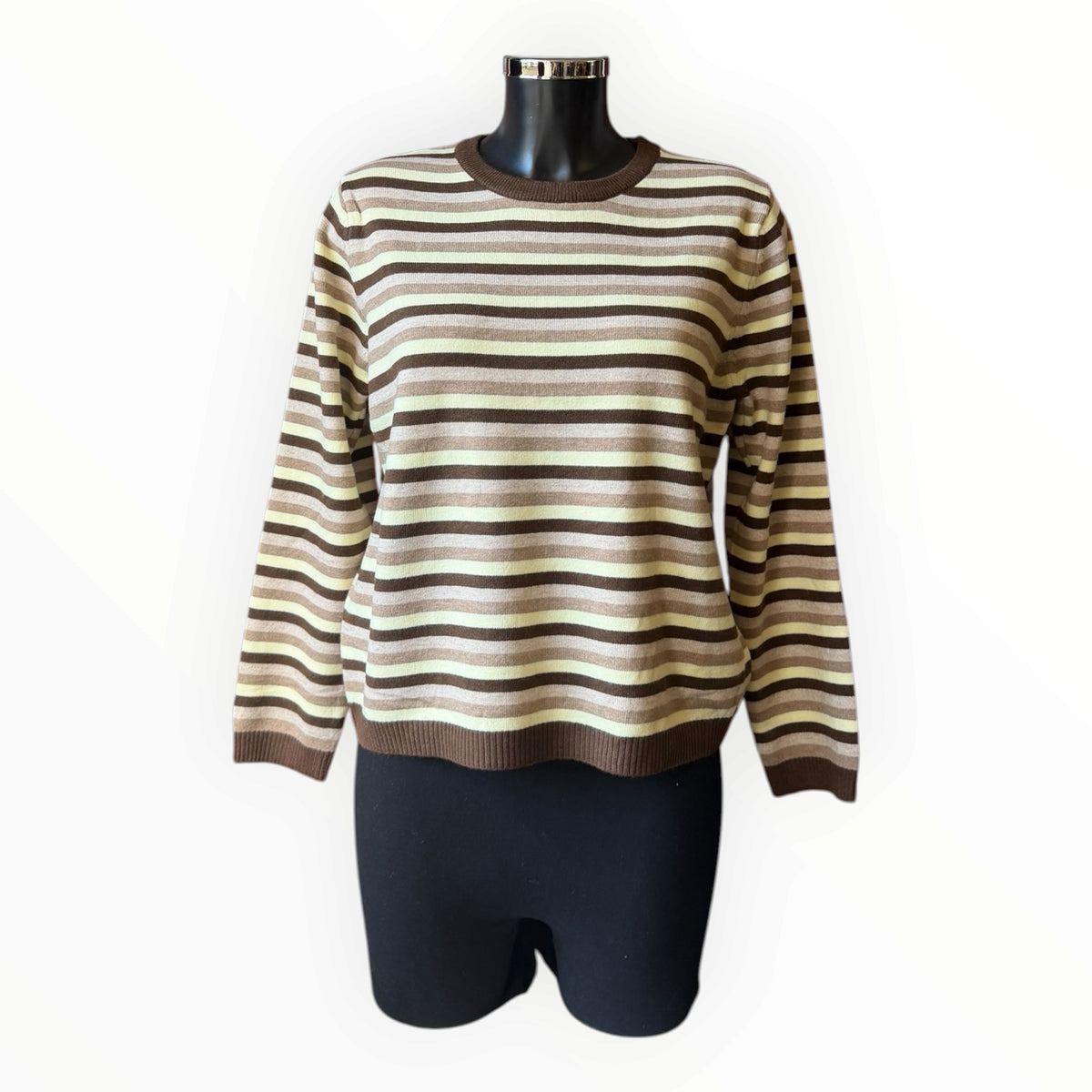 Clara crew neck thin stripe jumper - Brown mix