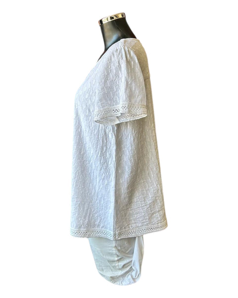 Orientique broderie cotton top - White
