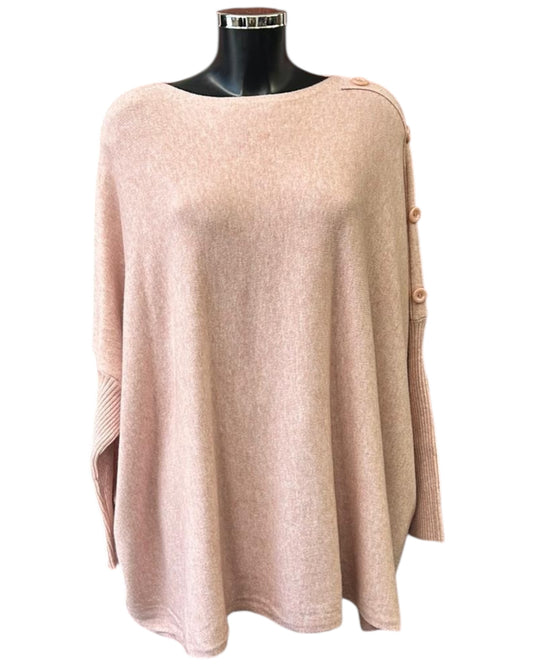 Simone button shoulder jumper - Pink
