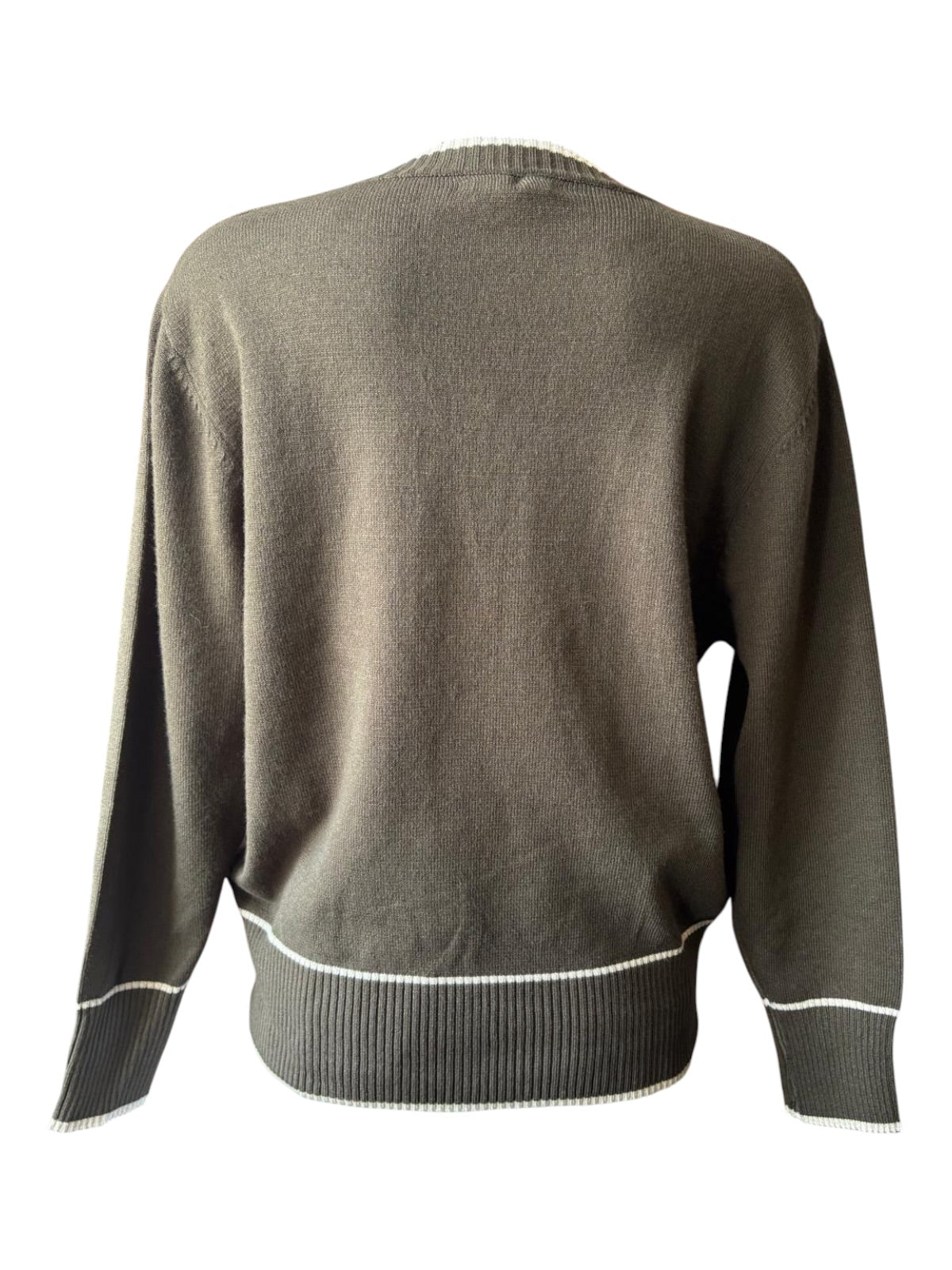 Morag contrast trim v neck jumper - Khaki