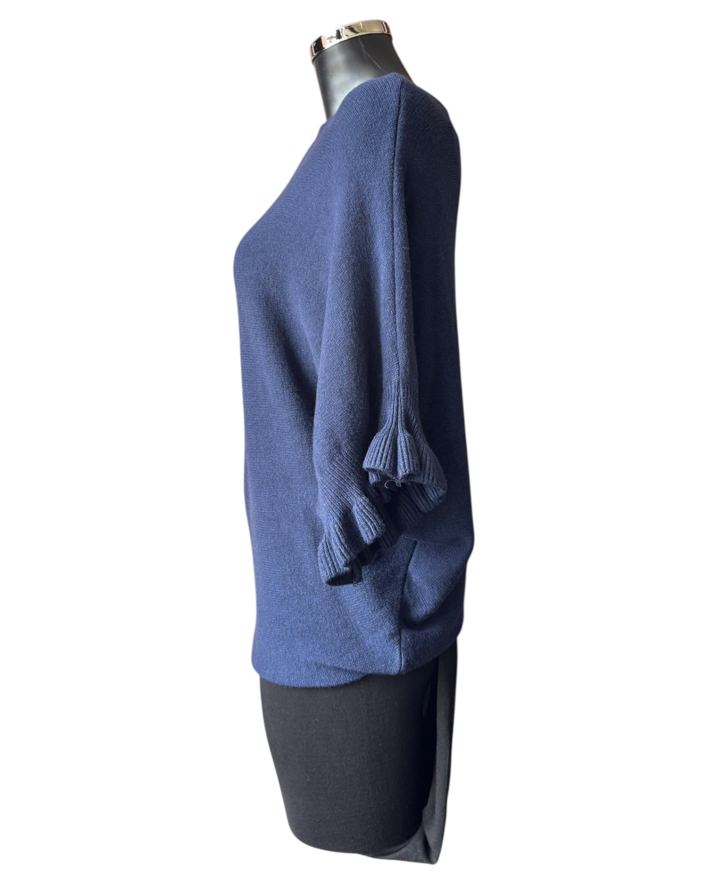 Alissa batwing frill cuff jumper - Navy