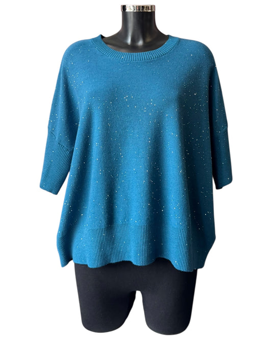 Eva sparkle knit half sleeve jumper - Teal