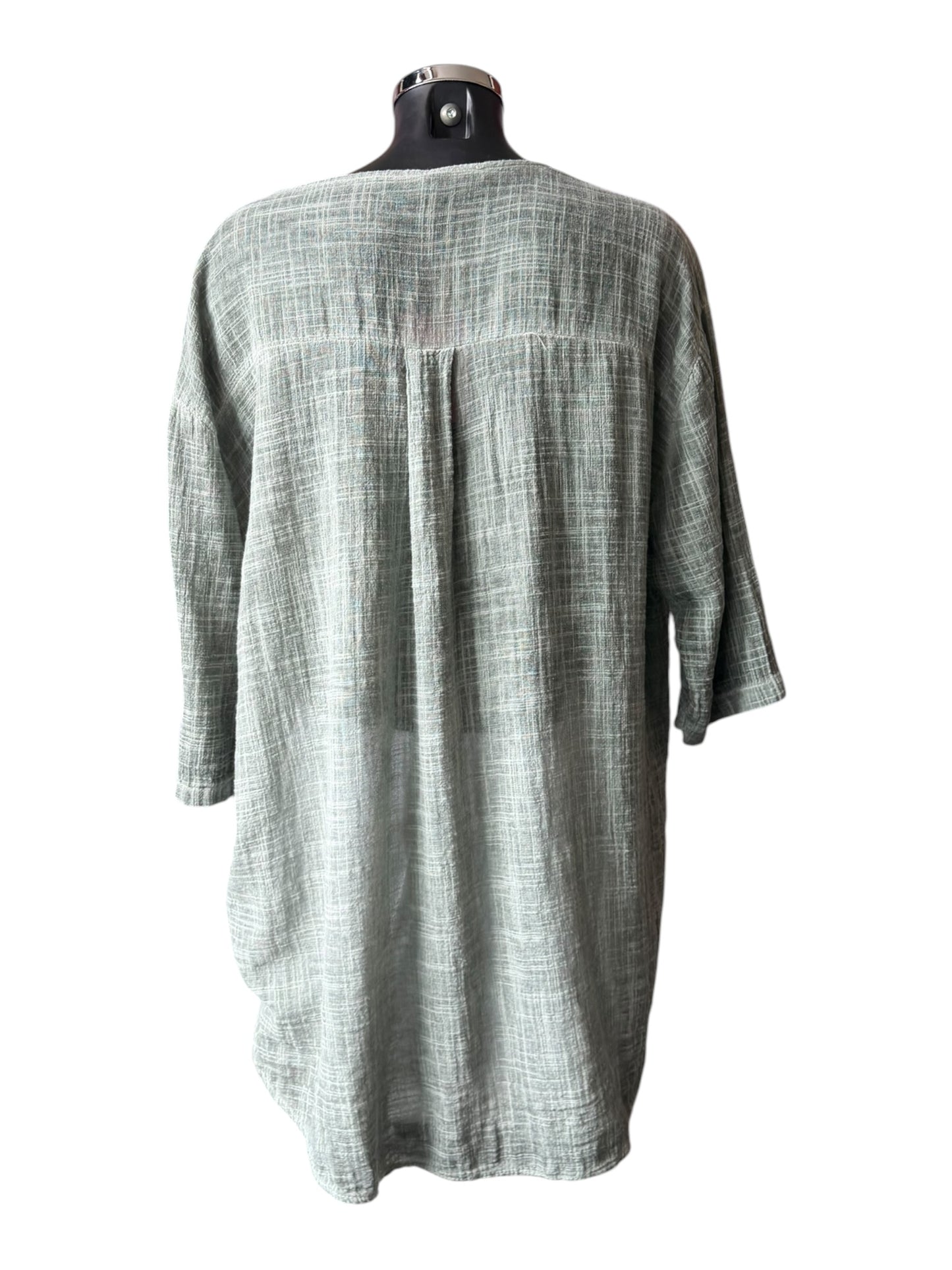 Ivy button detail tunic top - Khaki