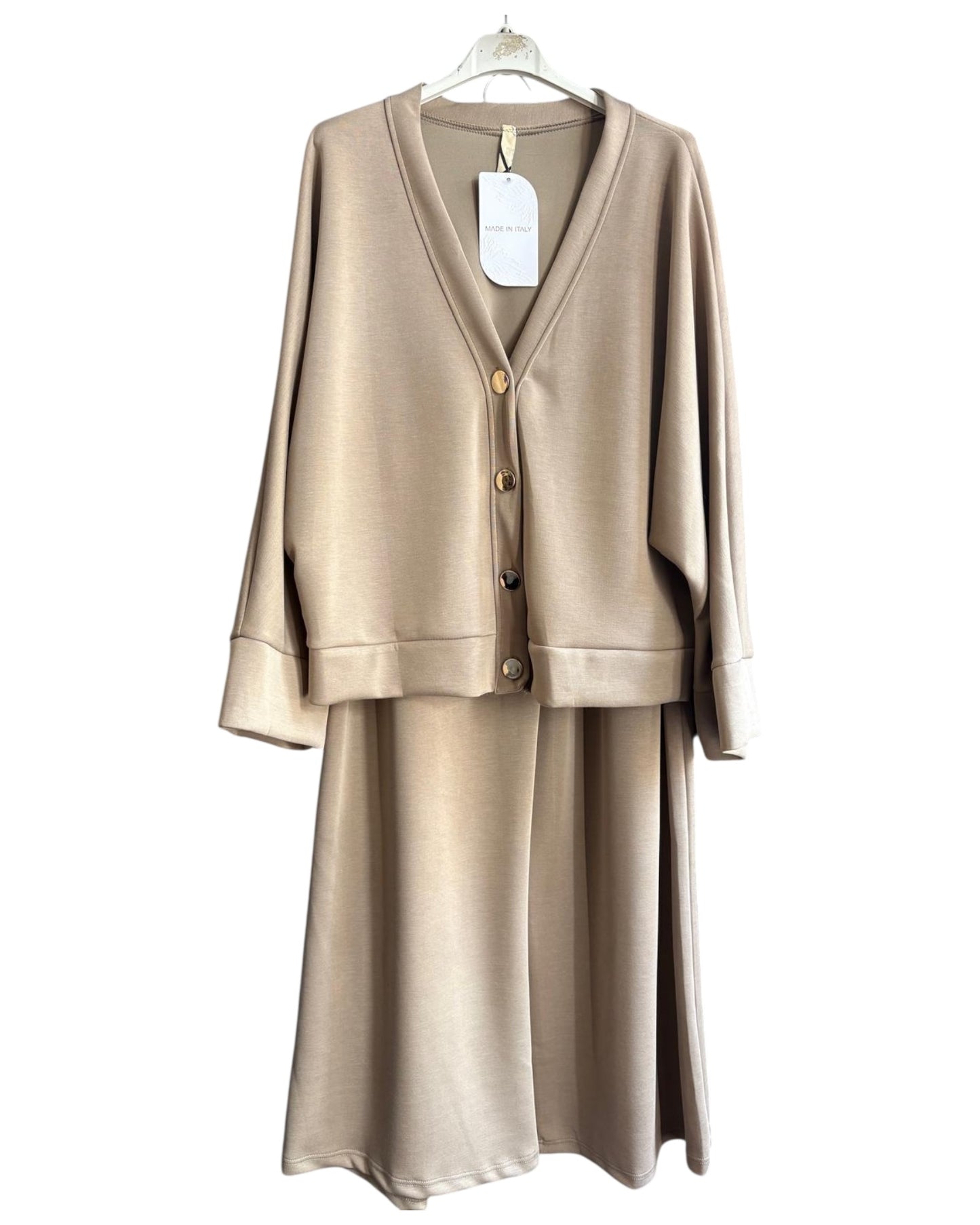 Lola cardigan co-ord trouser suit - Beige