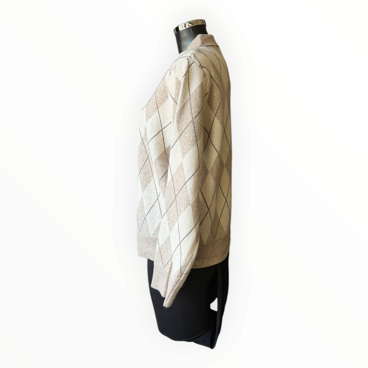 Amy argyle pattern collared button jumper