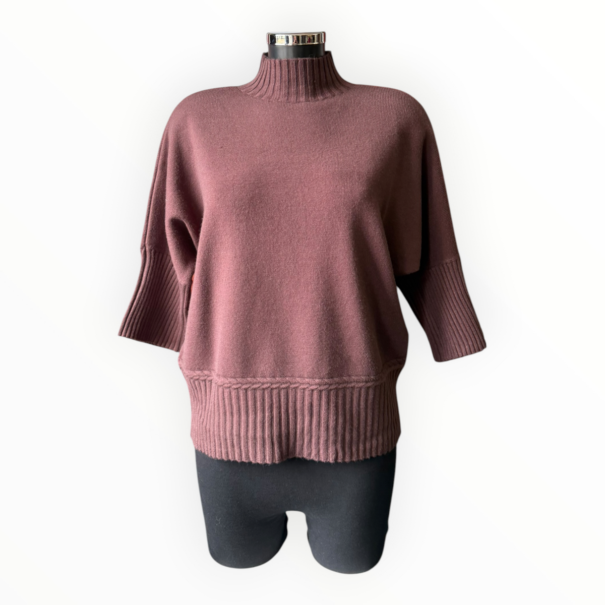 Abigail ribbed neck, hem & cuffs jumper - Chocolate
