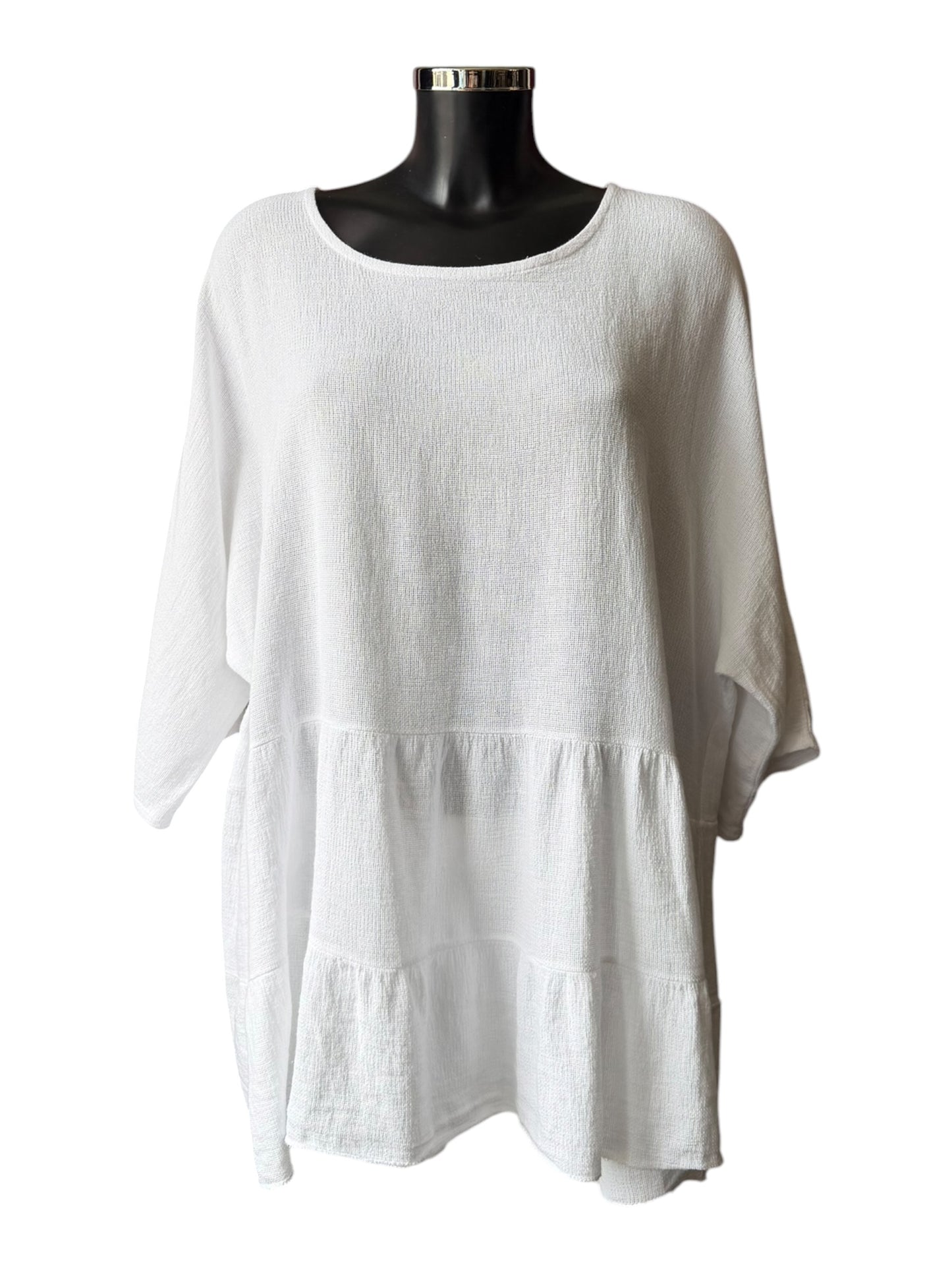 Casey range tiered tunic top - White