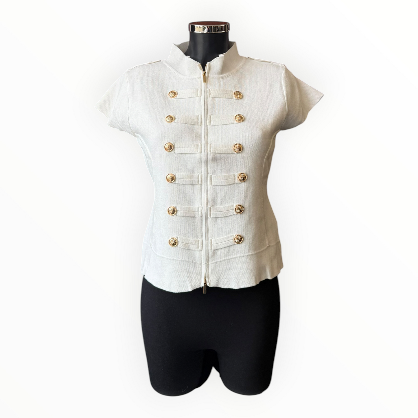 Marcia military zip top - White cap sleeve