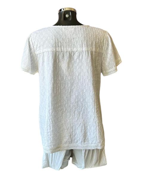 Orientique broderie cotton top - White