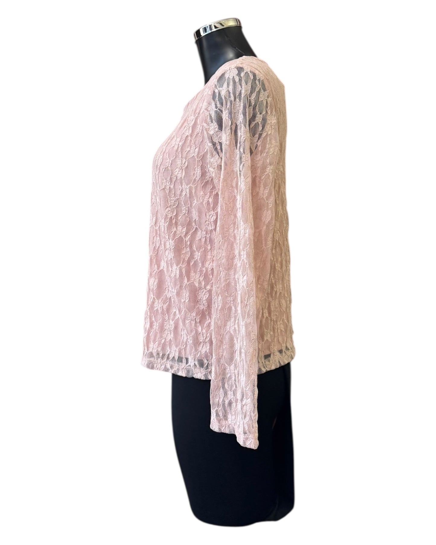 Gaynor round neck crochet lace top - Pink