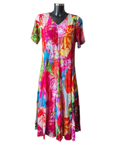 Orientique Jozani godet short sleeve print dress