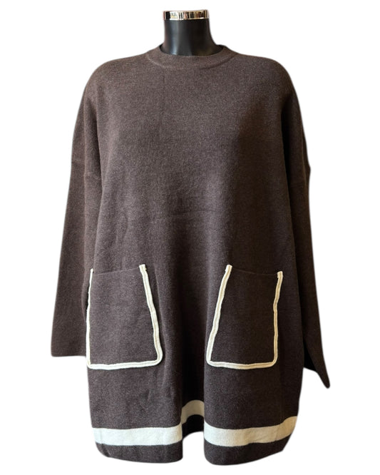 Heidi chocolate & cream relaxed fit jumper
