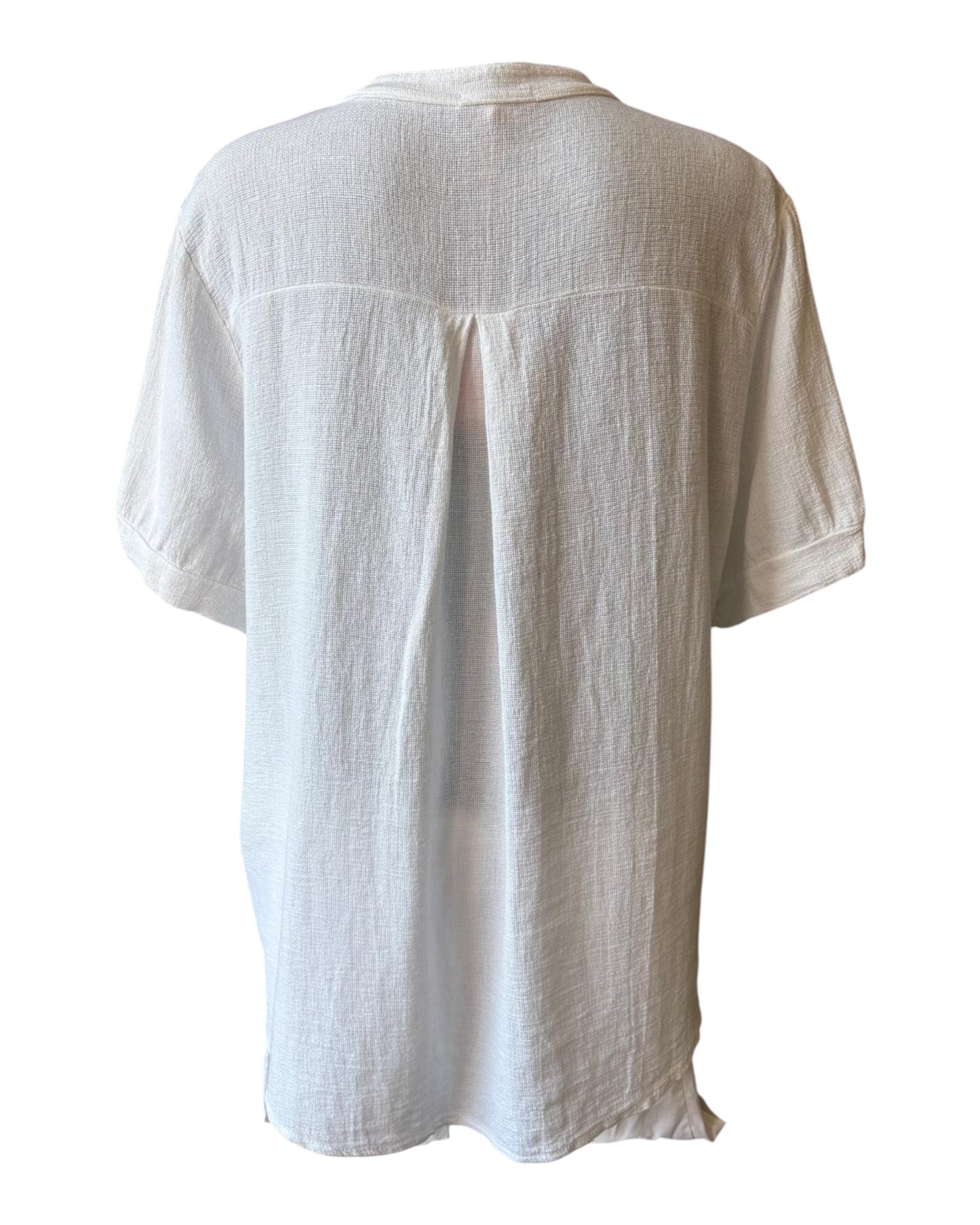 Casey range grandad neck button through top - White