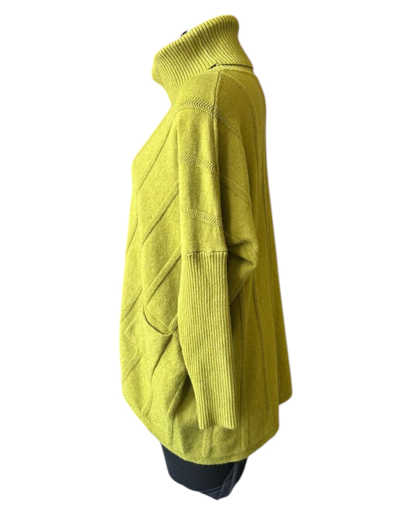 Kate chevron knit cowl neck - Lime