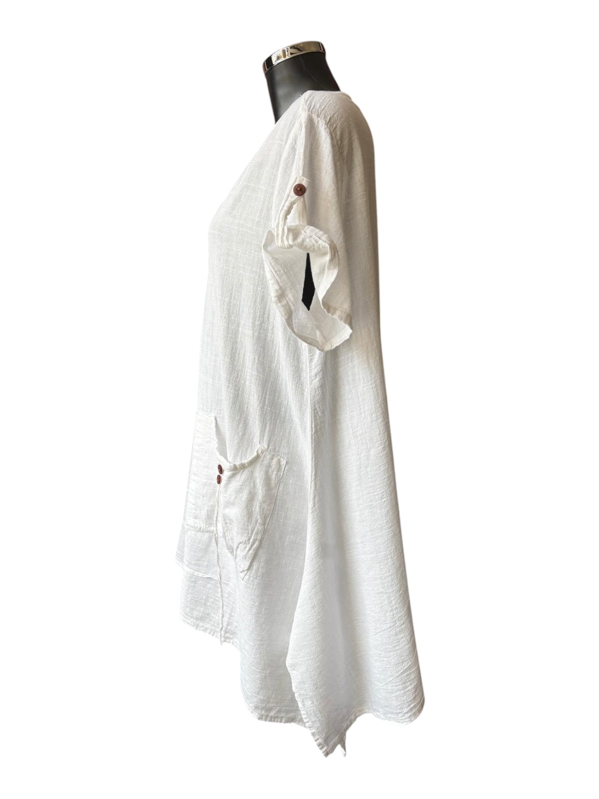 Tanya 3 button cotton tunic top - White