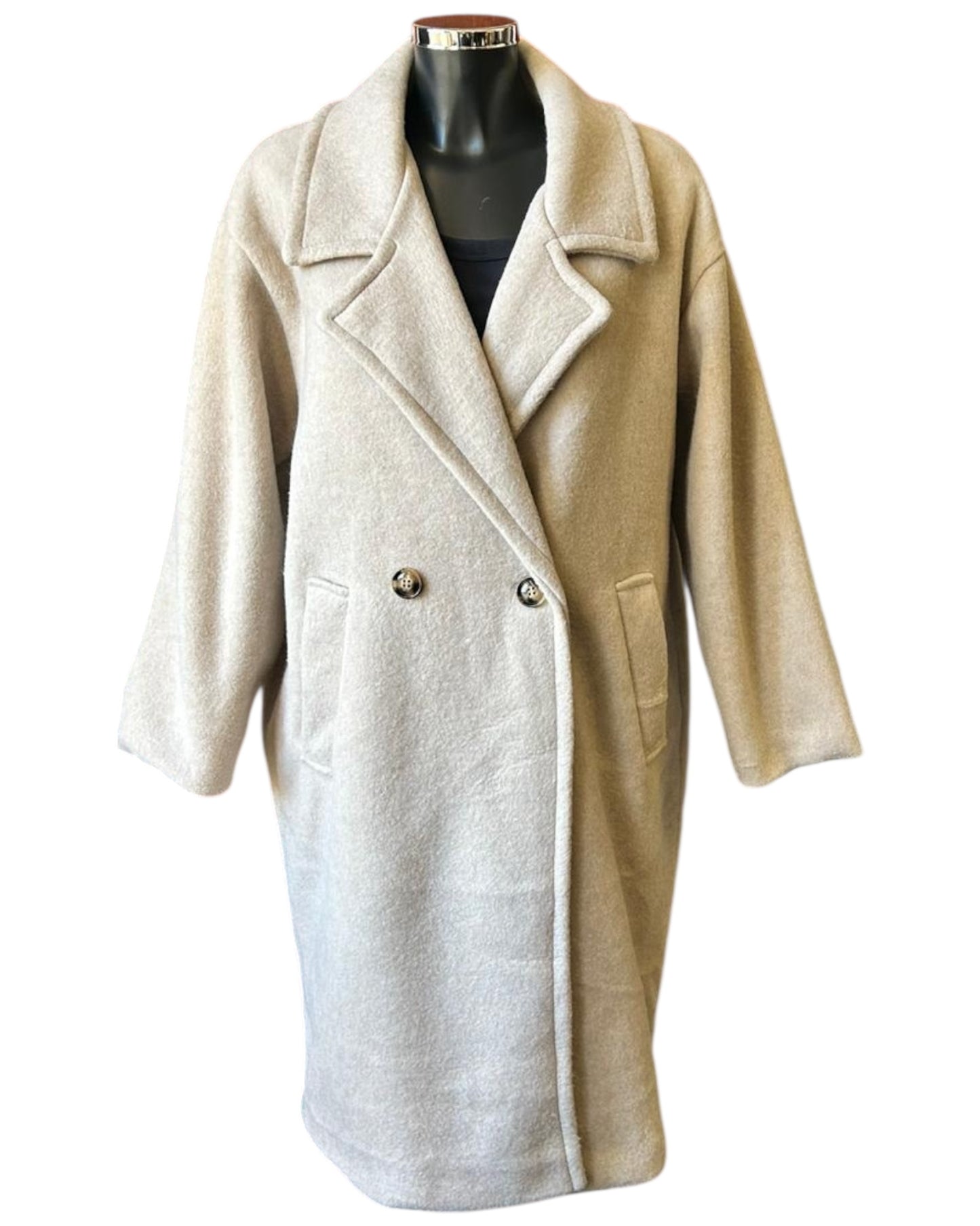 Priscilla wool feel pea coat - Beige