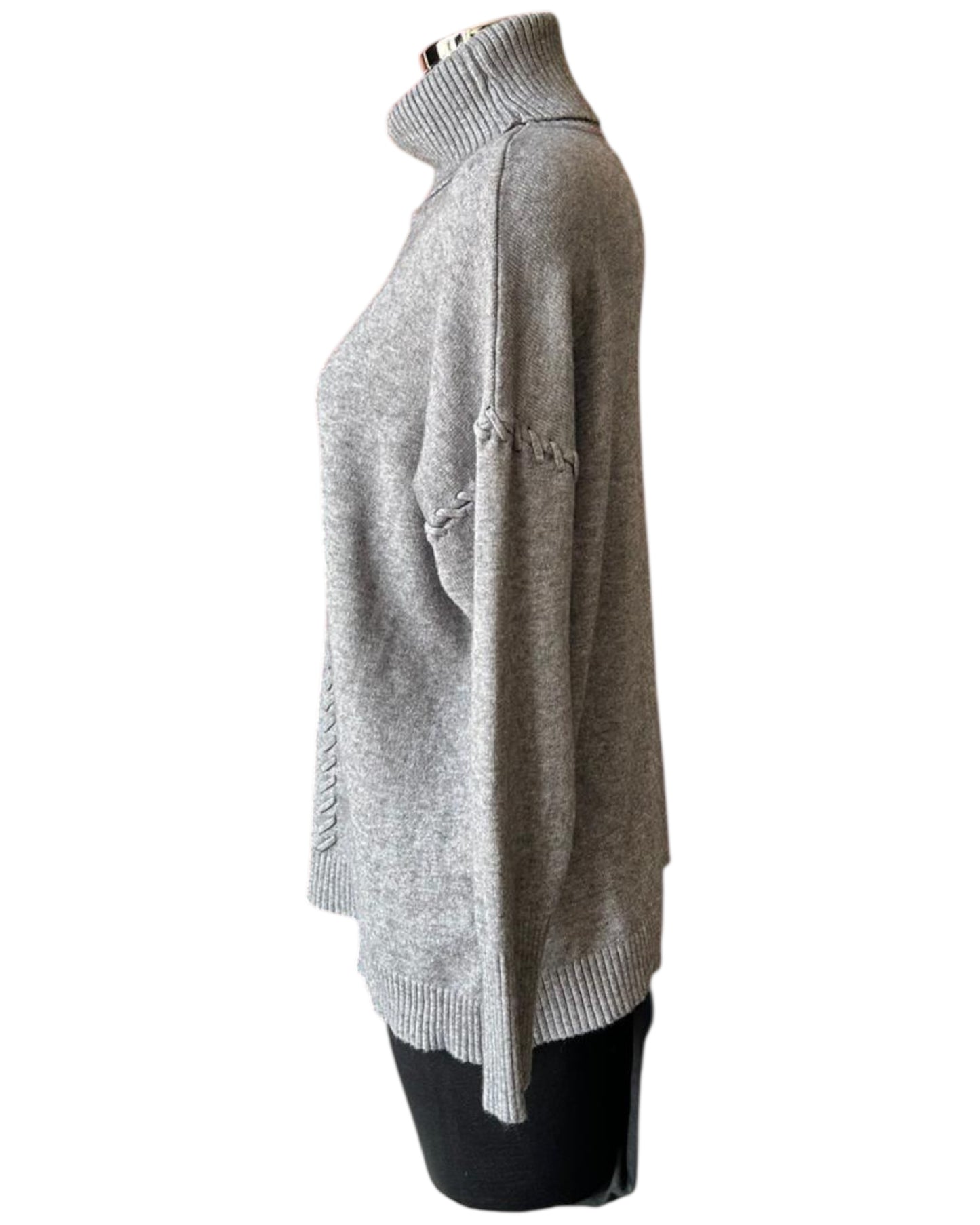 Violet blanket stitch roll neck jumper - Grey