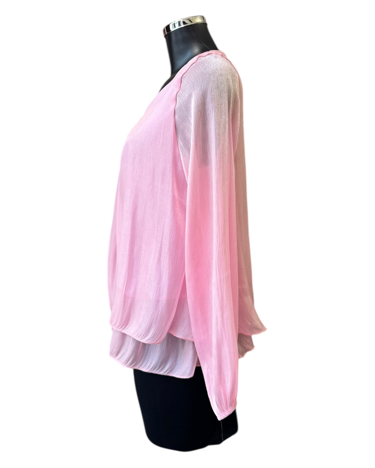 Vanessa v neck layered top - Pink