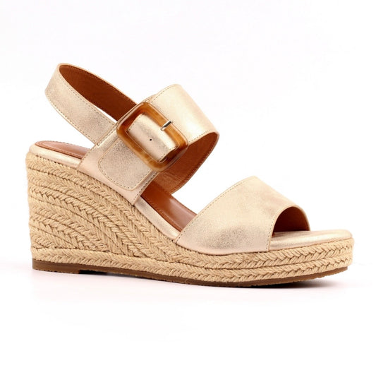 Lunar Rochester gold wedge sandals