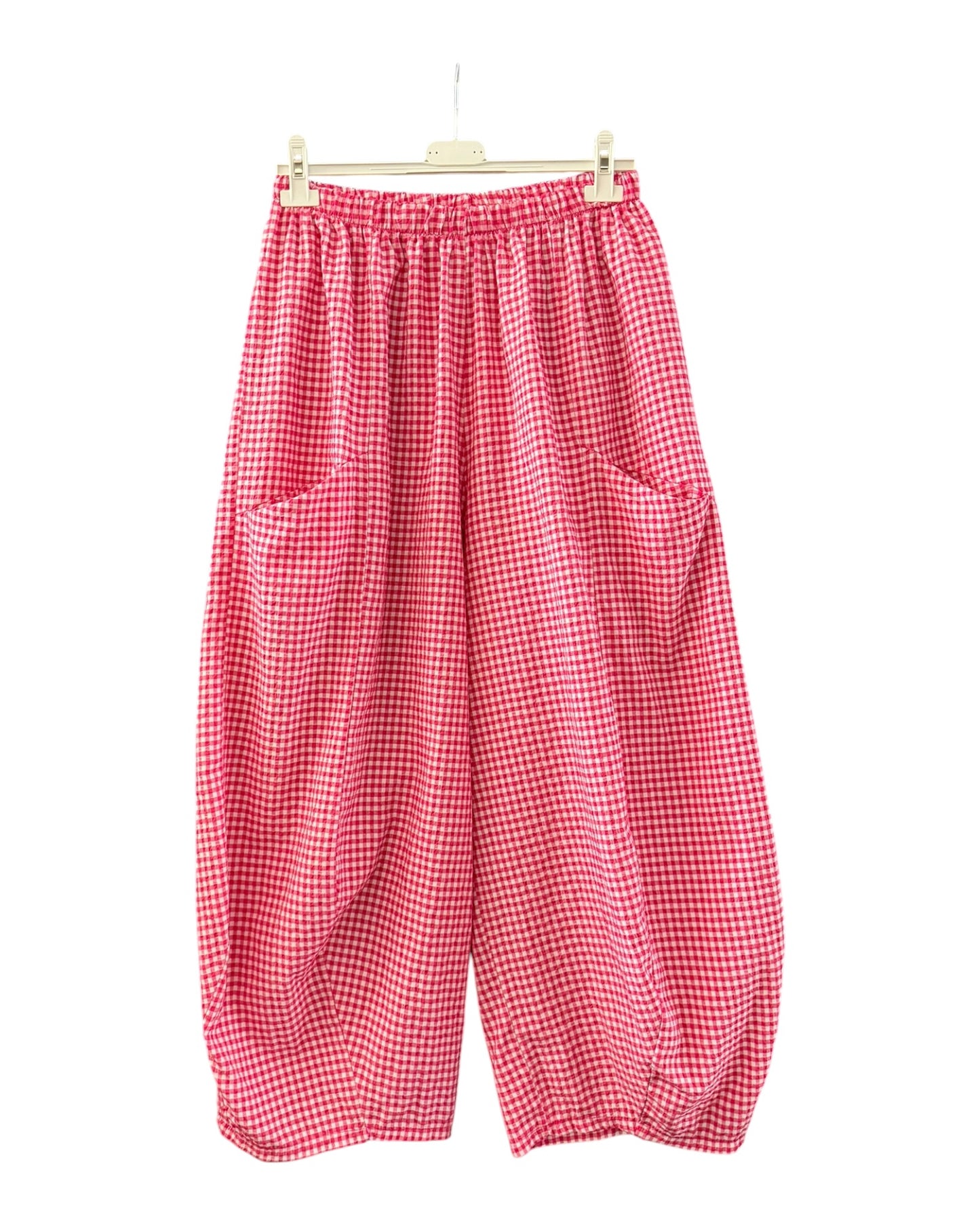 Gia gingham check balloon trousers - Raspberry