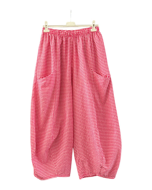 Gia gingham check balloon trousers - Raspberry