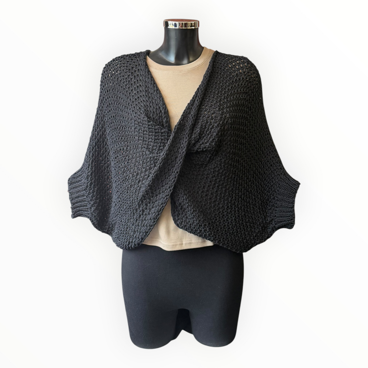 Lauren twist wrap layering jumper - Black