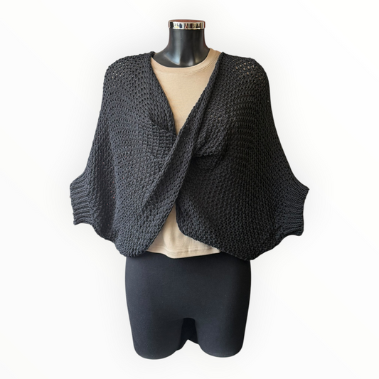 Lauren twist wrap layering jumper - Black