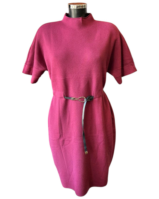 Thea knitted short belted dress - Bordeaux