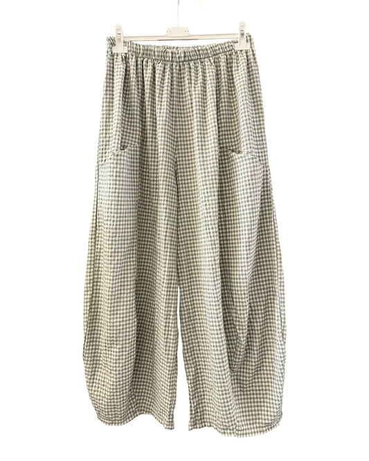 Gia gingham check balloon trousers - Khaki
