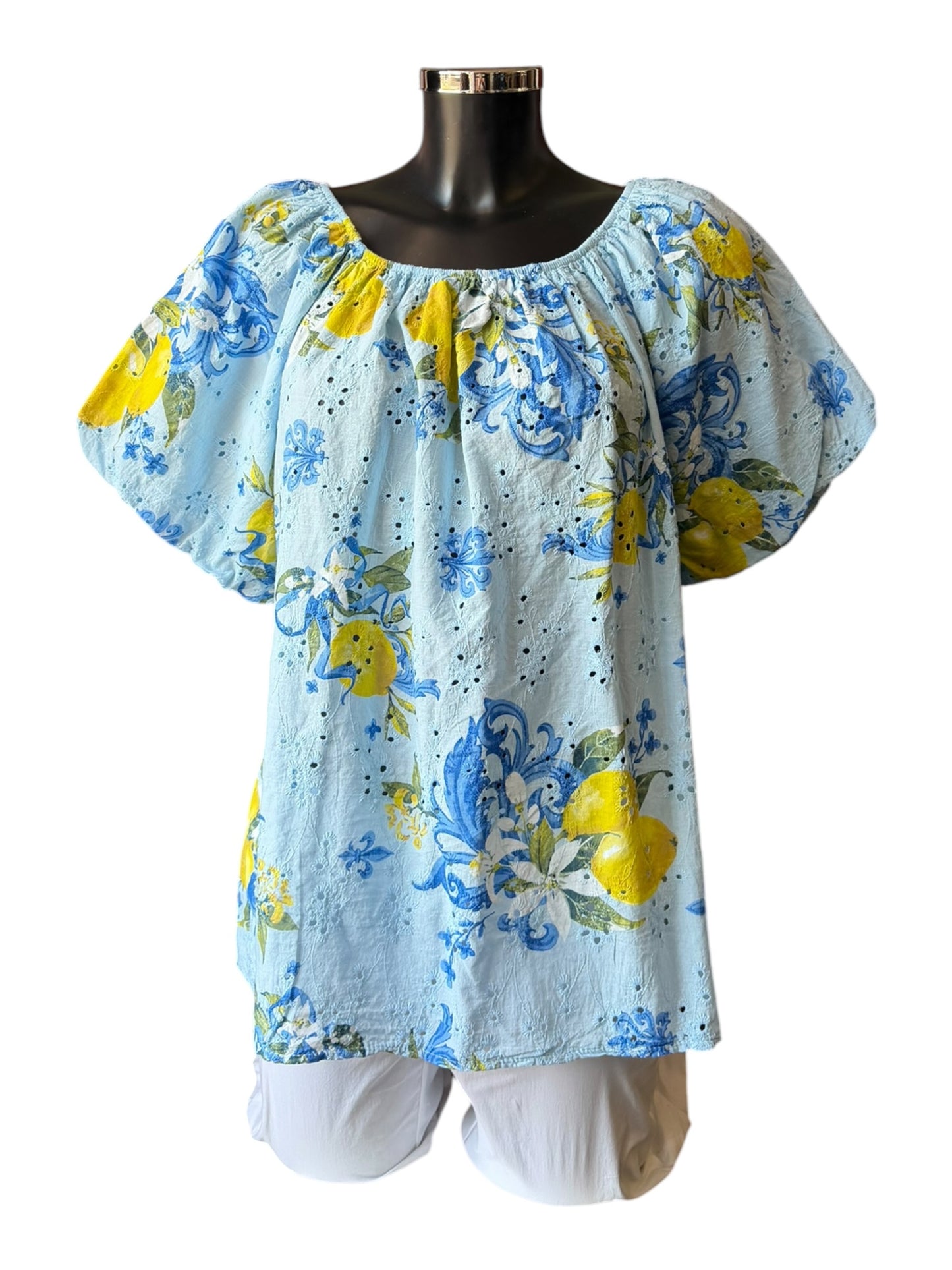 Willow lemon pattern pale blue gypsy top