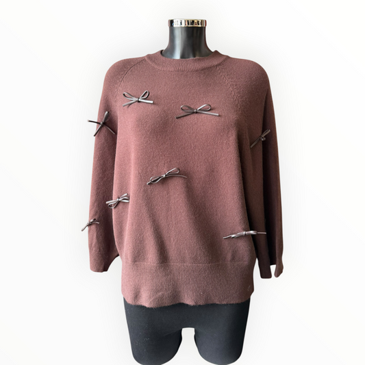 Cassidy bow jumper - Chocolate