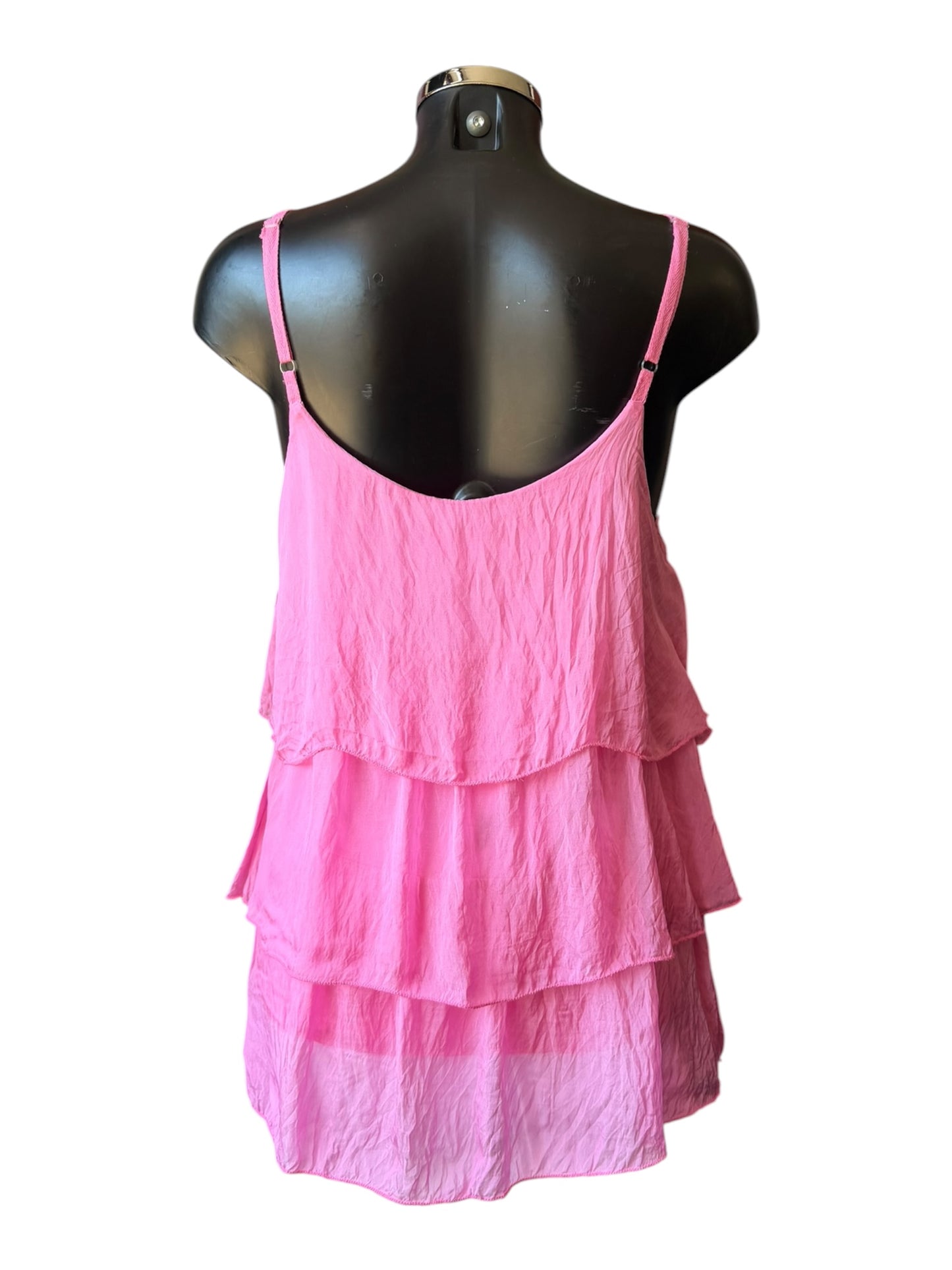 Sasha silk range tiered strappy top - candy pink