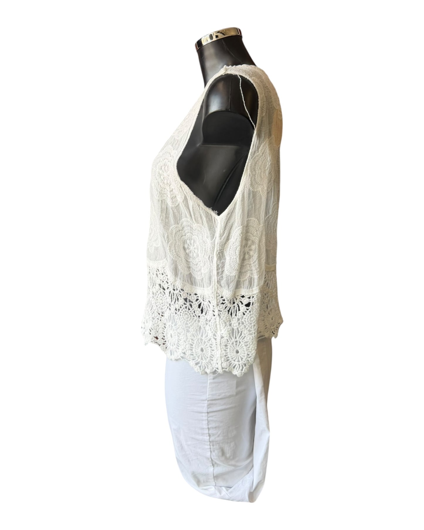 Sally embroidered crochet trim waistcoat