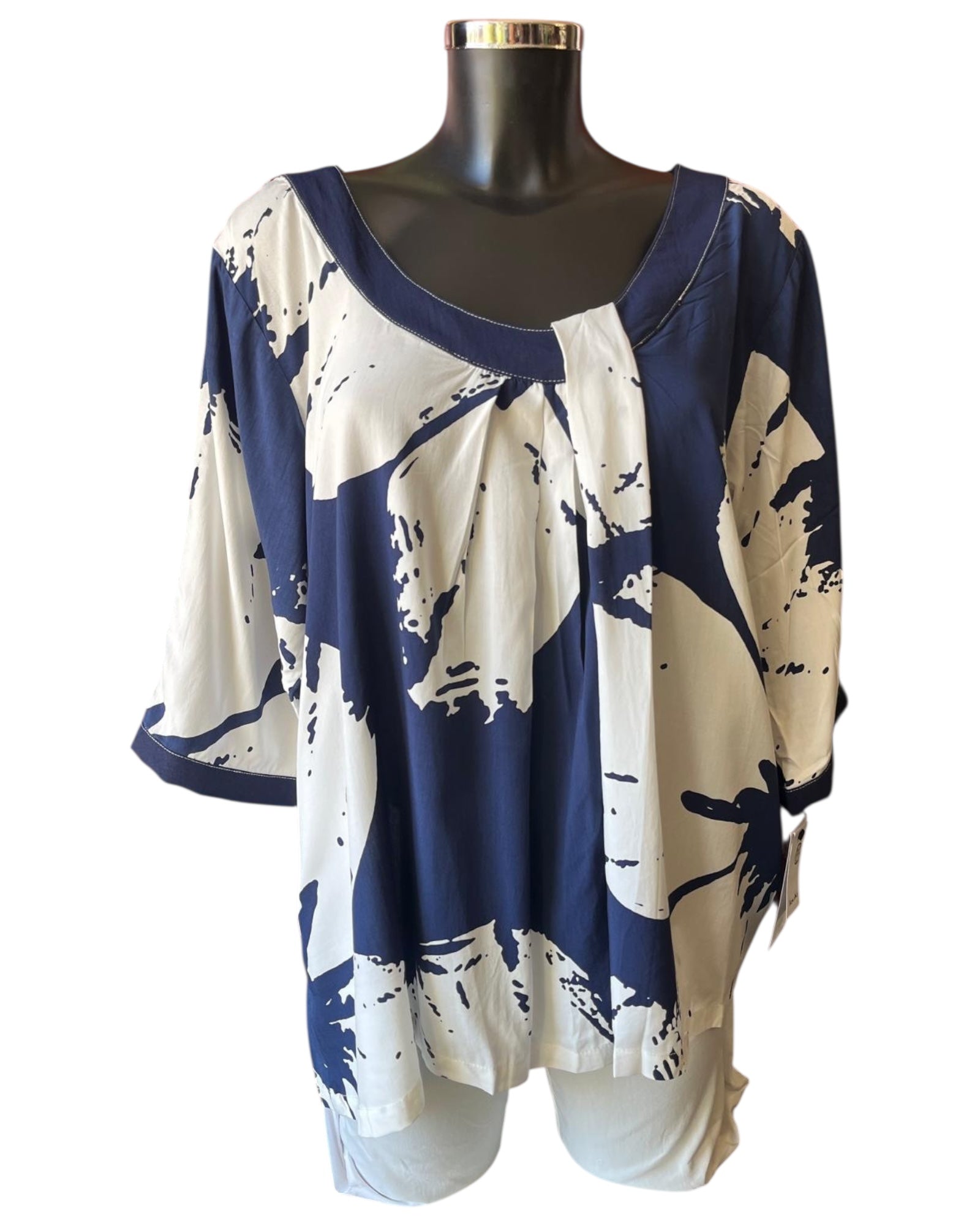 Tara Vao Lilac 2128 long top - Navy mix