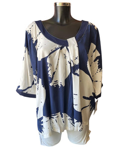 Tara Vao Lilac 2128 long top - Navy mix