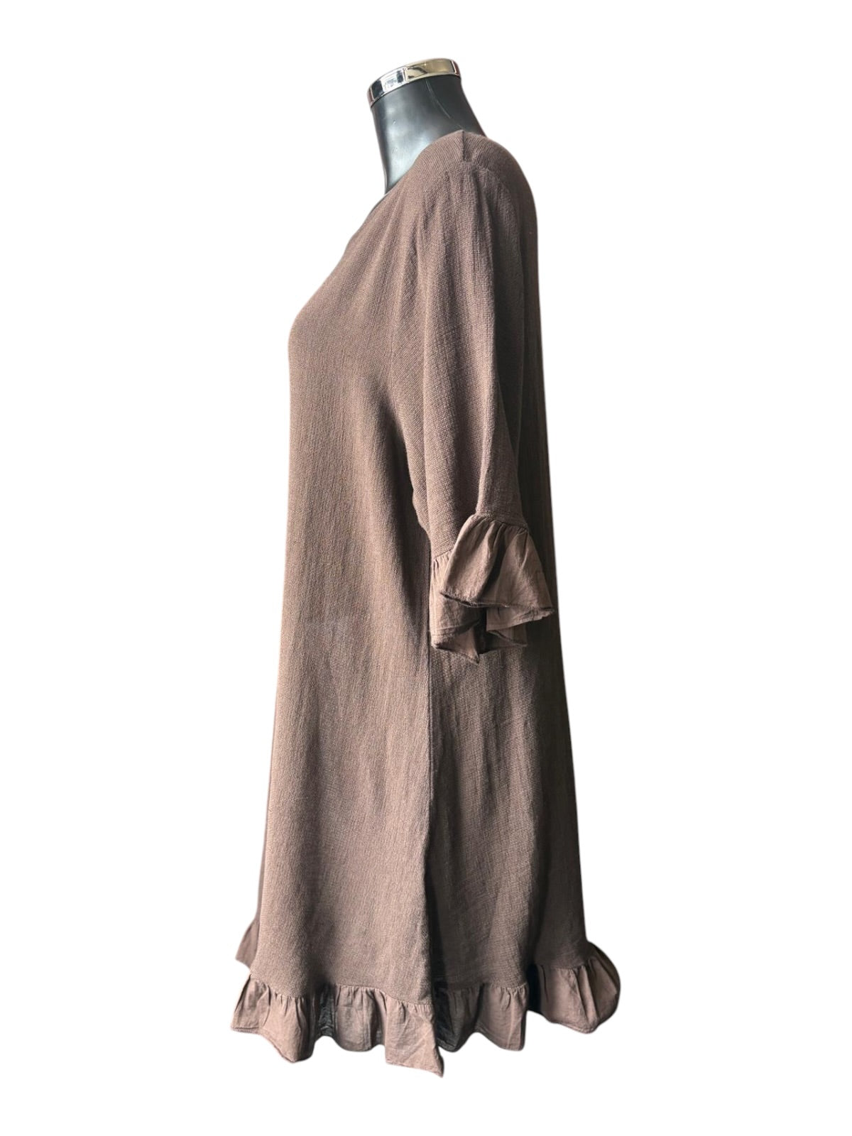 Casey range tunic asymmetric frill hem - Chocolate