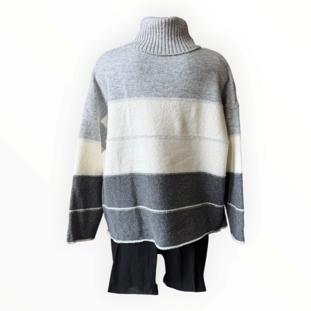 Yara colour block stripe cowl neck jumper - Grey mix