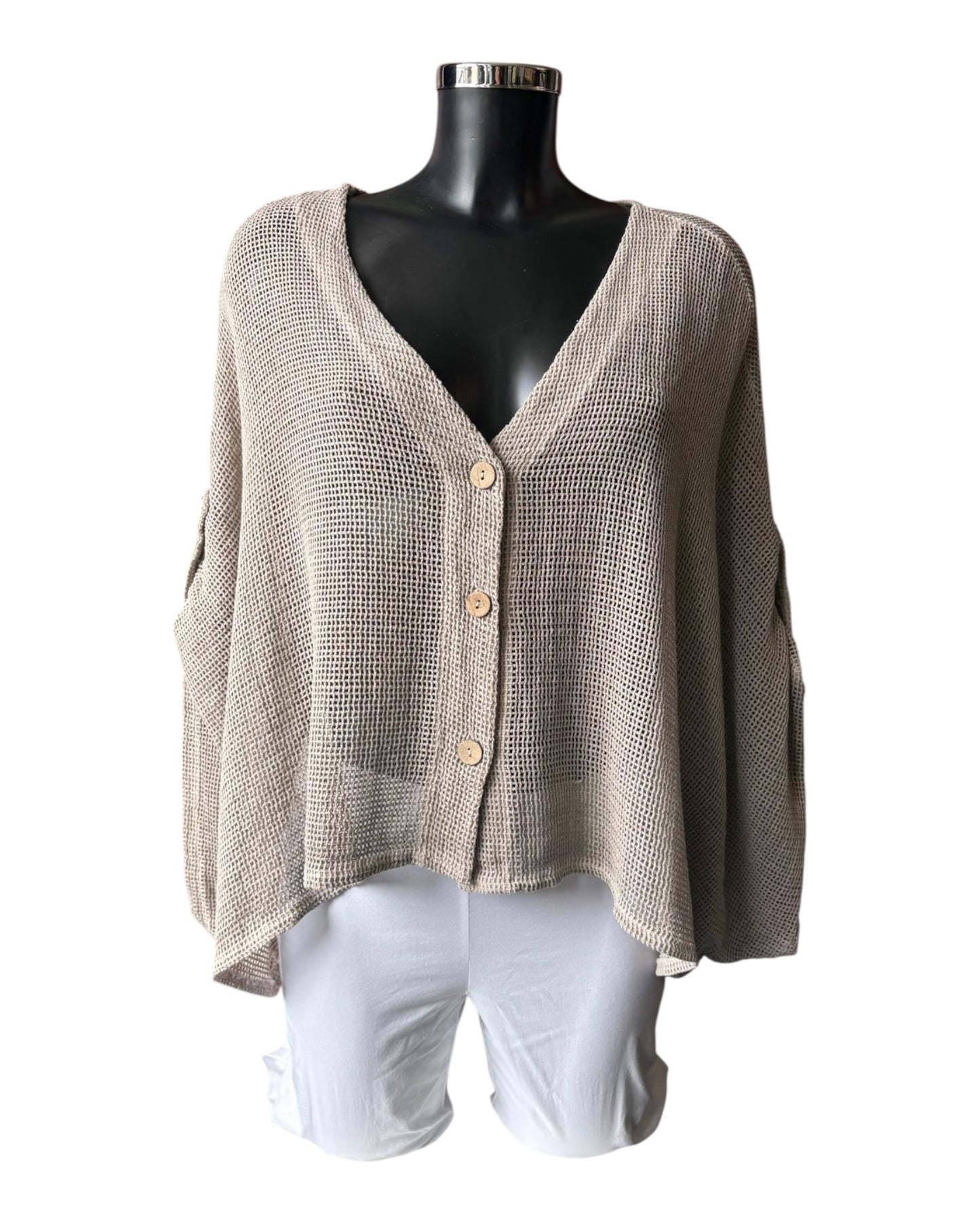 Casey range slouchy mesh cardigan - Mocha