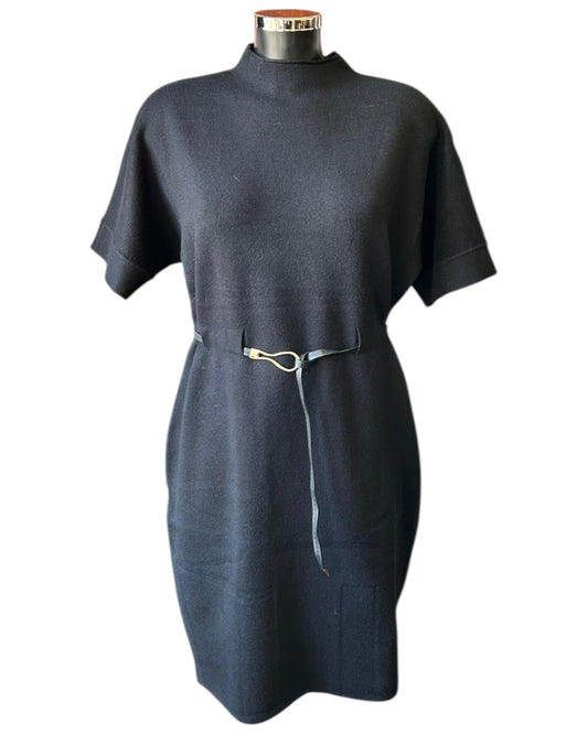 Thea knitted short belted dress - Black