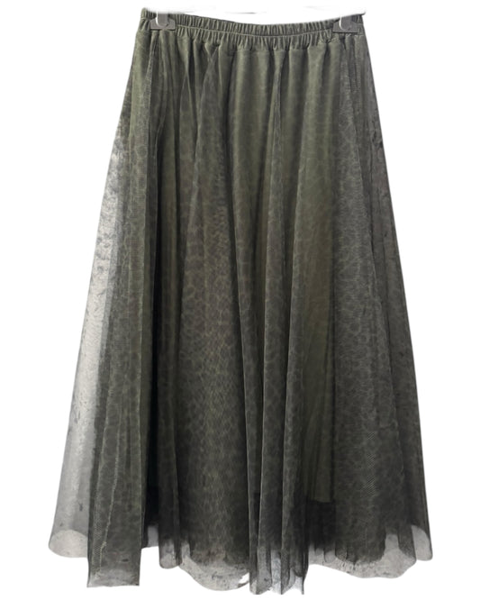 Bella on trend tulle patterned skirt - khaki animal