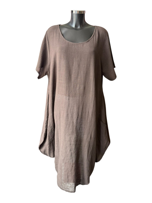 Bonnie plain long cotton dress - Chocolate