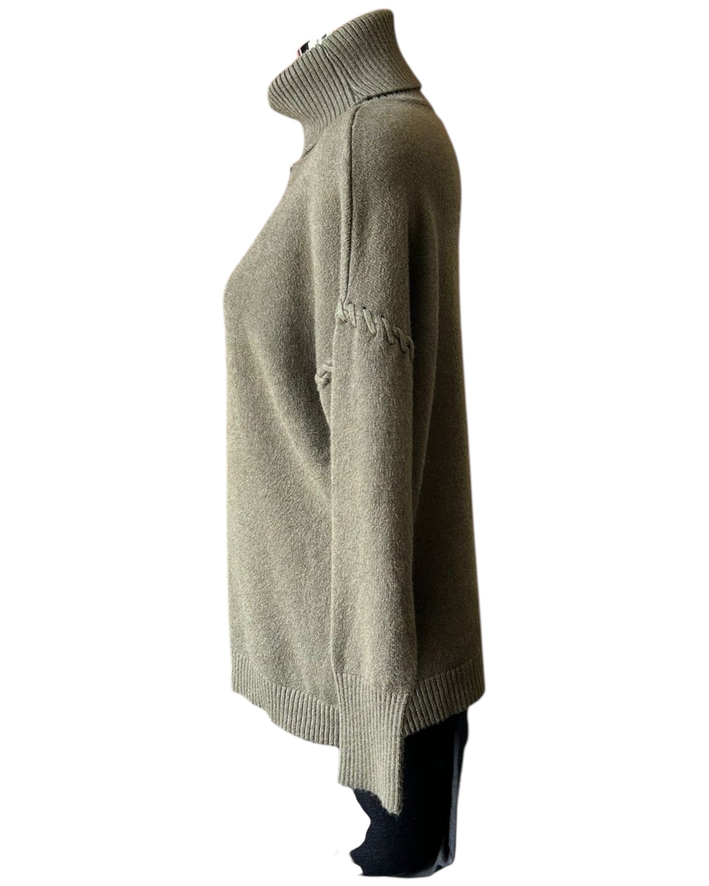 Violet blanket stitch roll neck jumper - Khaki