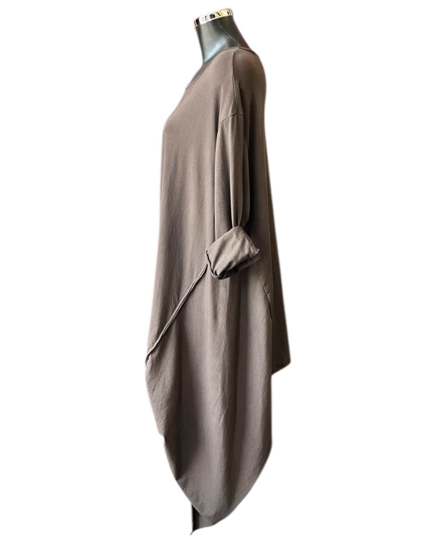Ronnie dip sides tunic top - Chocolate