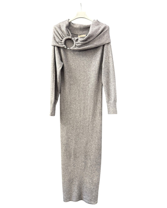 Jessica knitted bardot long dress - Grey