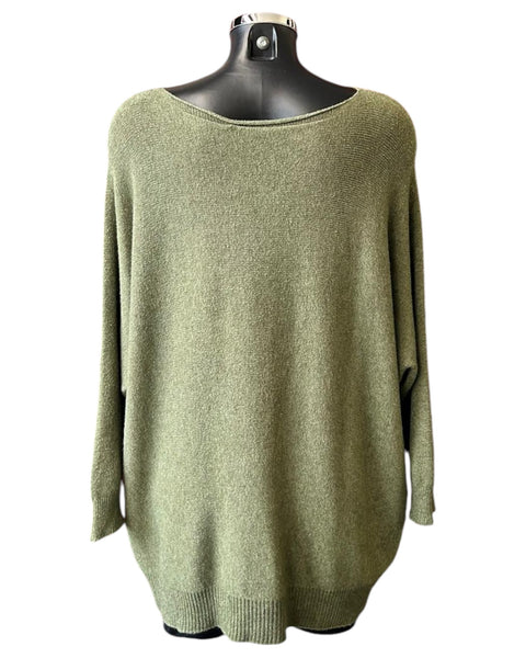 Eva swing 2 pocket soft knit jumper - Khaki