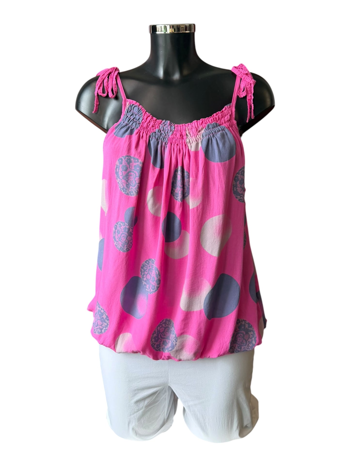 Doris strappy spot vest top - Cerise